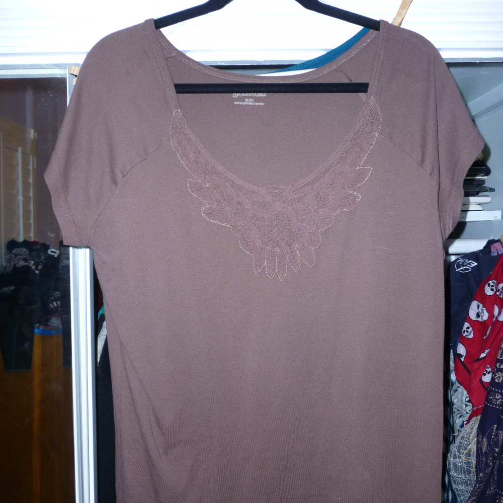 St Johns Bay XL knit top all cotton cocoa brown